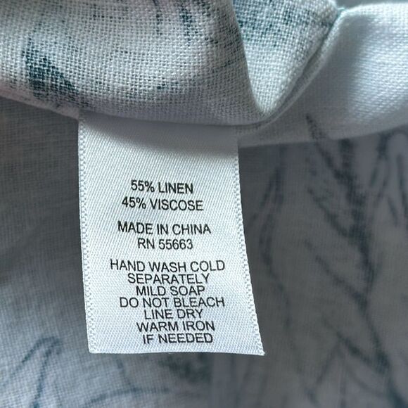 Cynthia Rowley Women’s Linen Blend Tunic Top 1X Blue Floral Poncho Mesh Trim - Picture 7 of 7